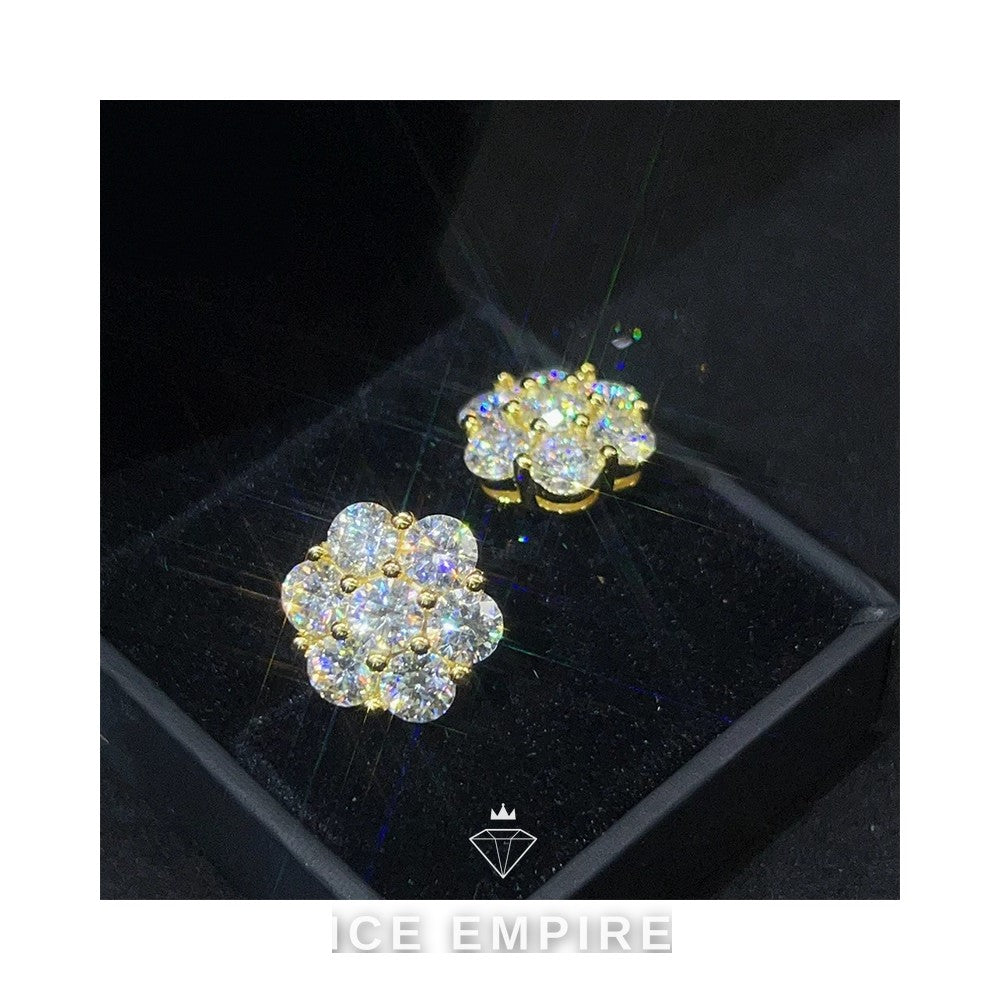 Iced Out 18K Gold Moissanite Stud Earrings