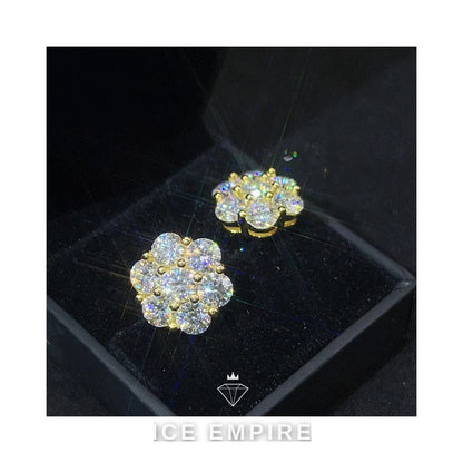 Iced Out 18K Gold Moissanite Stud Earrings