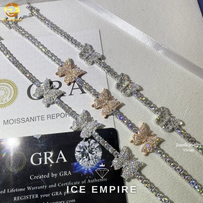 Iced Out 925 Silver Moissanite Tennis Chain