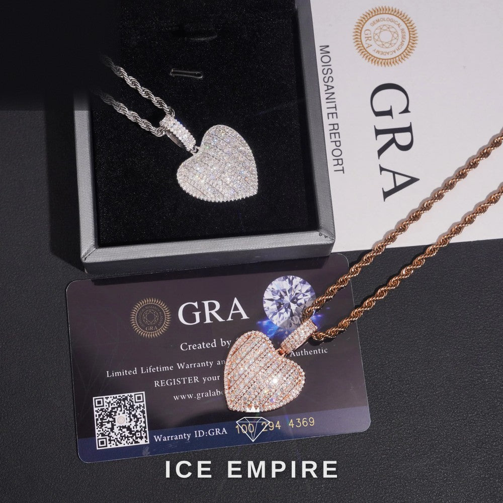 Iced Out Heart Gold Plated Moissanite Pendant