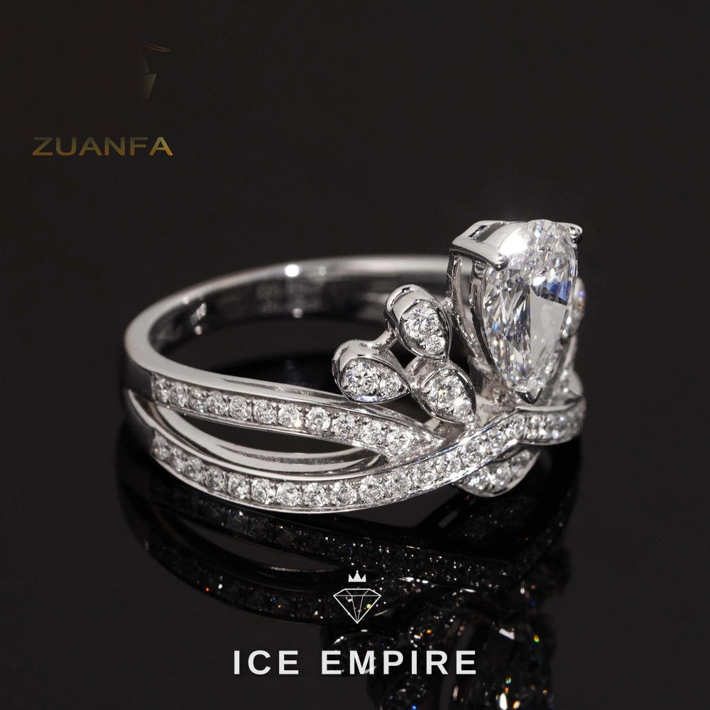 Iced Out Cluster 18K Gold Engagement Ring