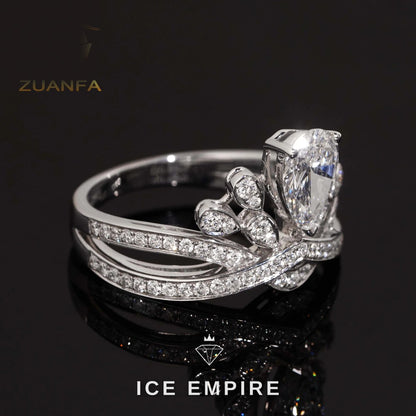 Iced Out Cluster 18K Gold Engagement Ring