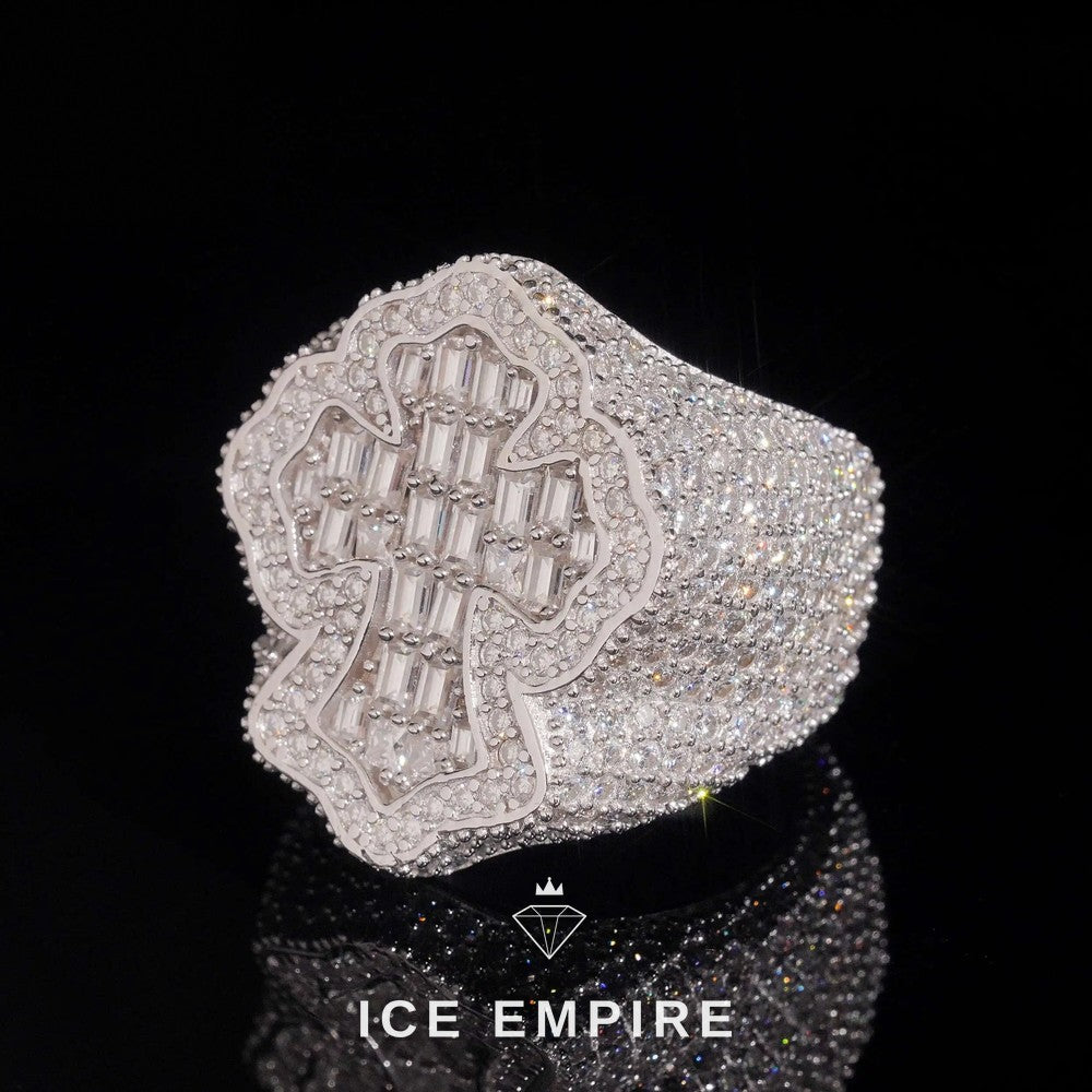 Iced Out Baguette Rose Gold Plated Moissanite Ring
