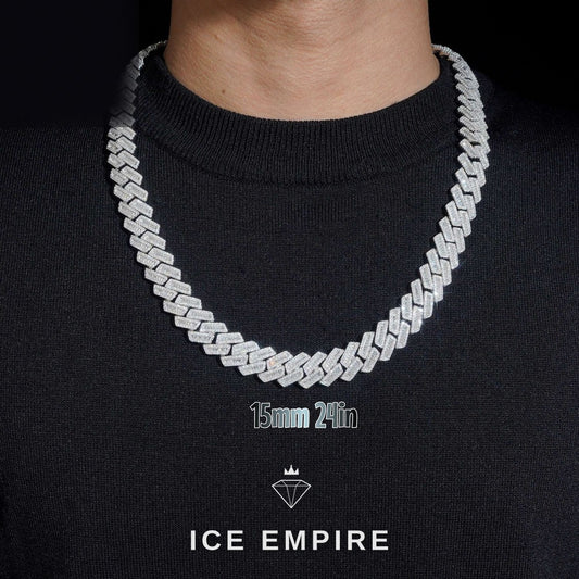 Iced Out Baguette Rose Gold Plated Moissanite Cuban Chain