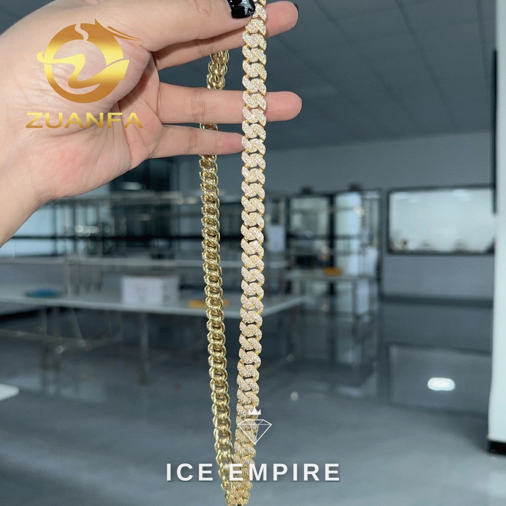 Iced Out Rose Gold Plated Moissanite Cuban Chain
