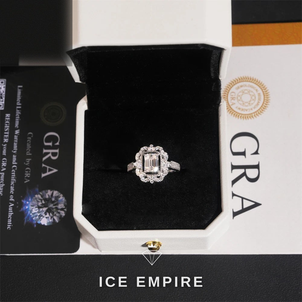 Iced Out Cluster Gold Plated Moissanite Wedding Band