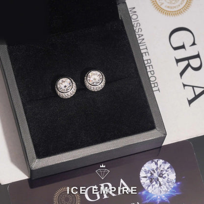 Iced Out 18K Gold Moissanite Stud Earrings