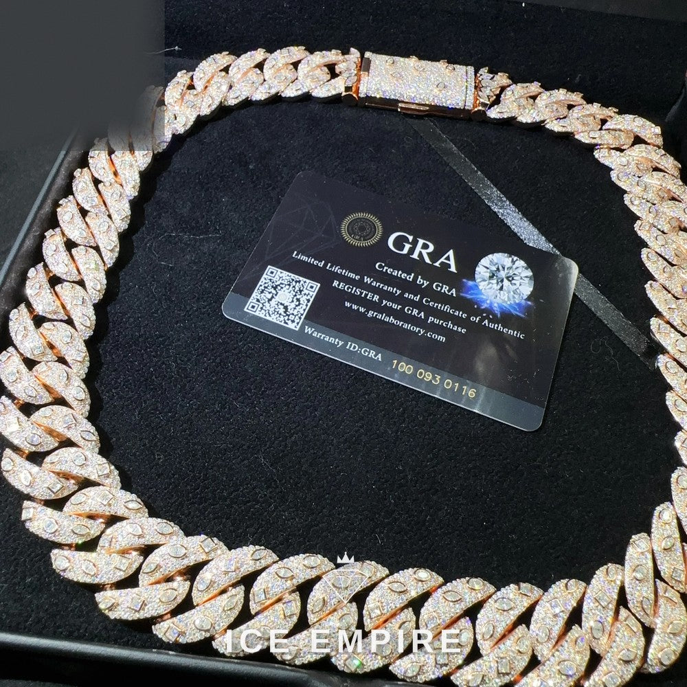 Iced Out Rose Gold Plated Moissanite Cuban Chain