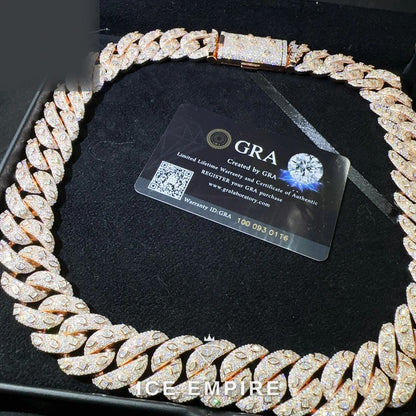 Iced Out Rose Gold Plated Moissanite Cuban Chain