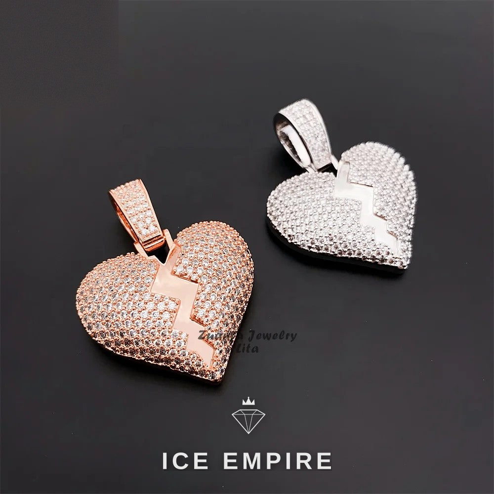 Iced Out Heart 925 Silver Moissanite Pendant