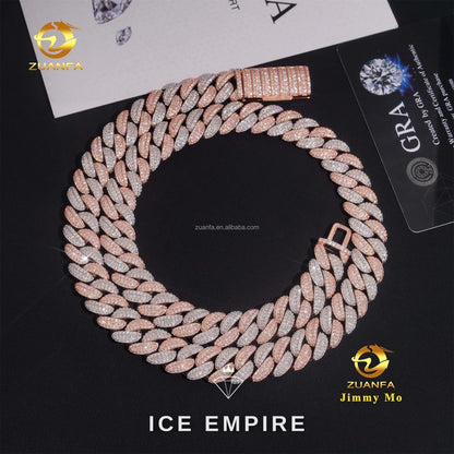 Iced Out Rose Gold Moissanite Cuban Chain
