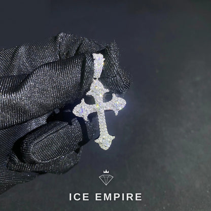 Iced Out Cross Rose Gold Plated Moissanite Pendant