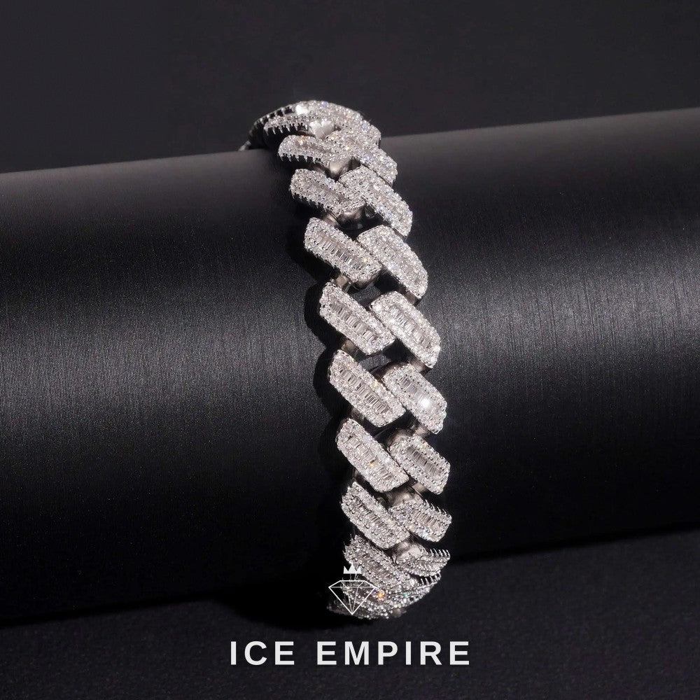 Iced Out Baguette Gold Plated Moissanite Cuban Chain