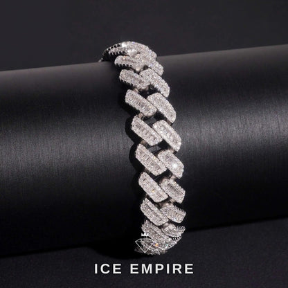 Iced Out Baguette Gold Plated Moissanite Cuban Chain
