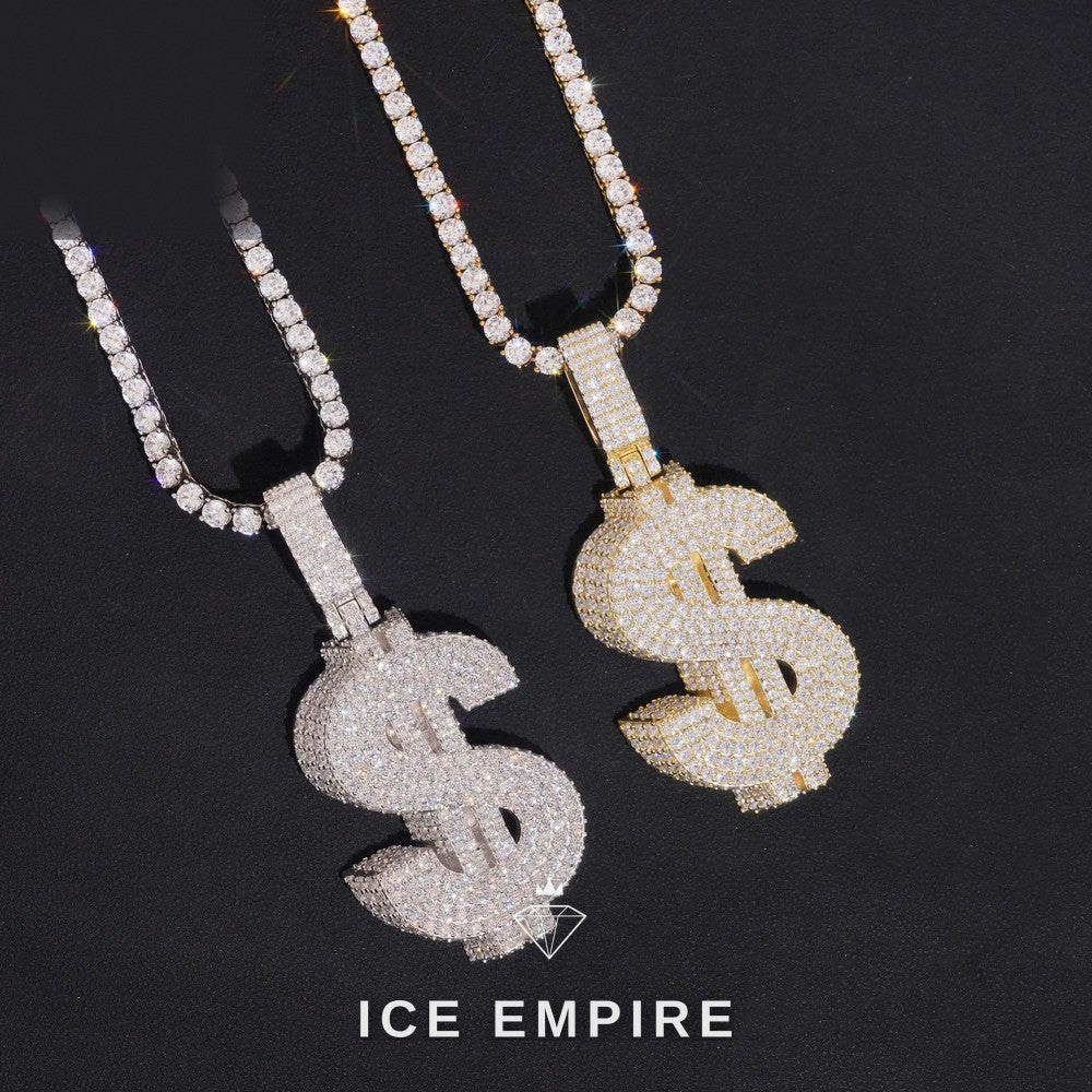 Iced Out Baguette 925 Silver Moissanite Pendant