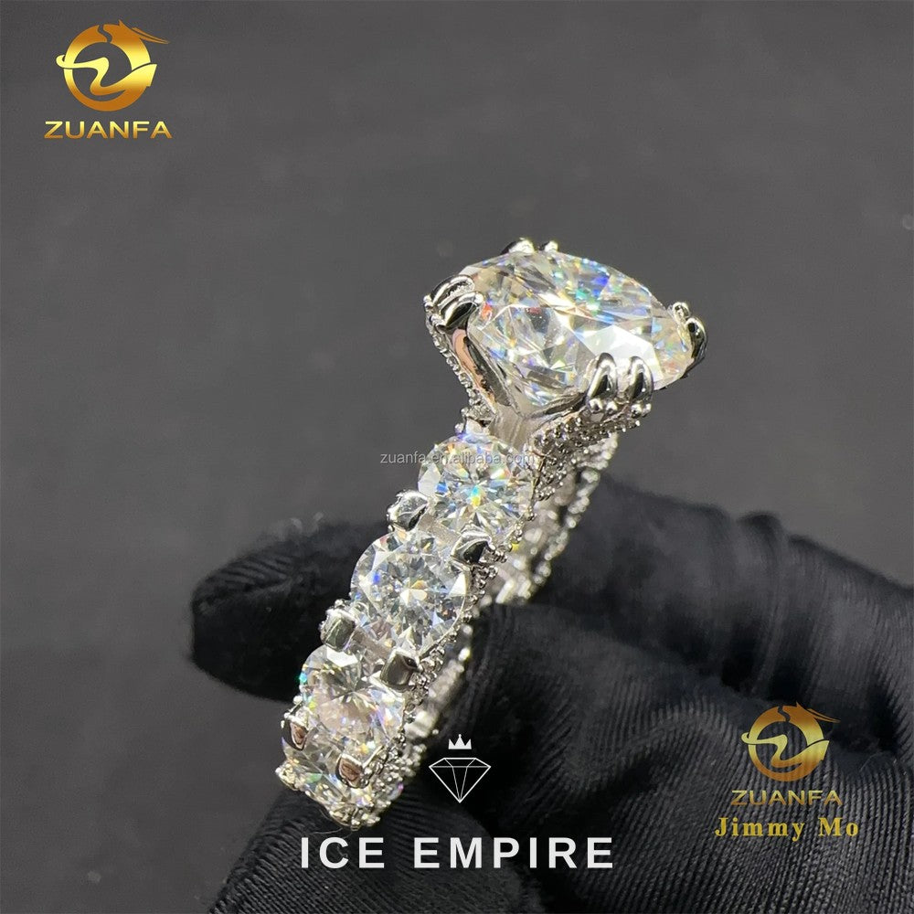 Iced Out 925 Silver Moissanite Wedding Band