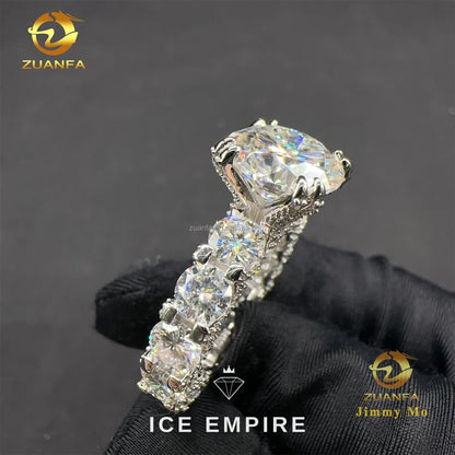Iced Out 925 Silver Moissanite Wedding Band