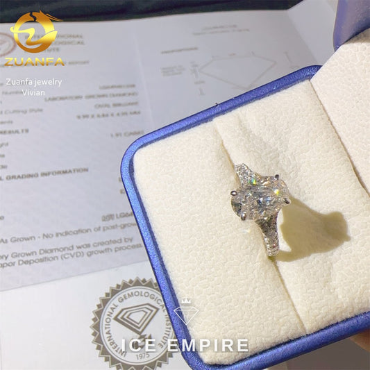 Iced Out Cluster 18K Gold Lab Grown Diamond Engagement Ring