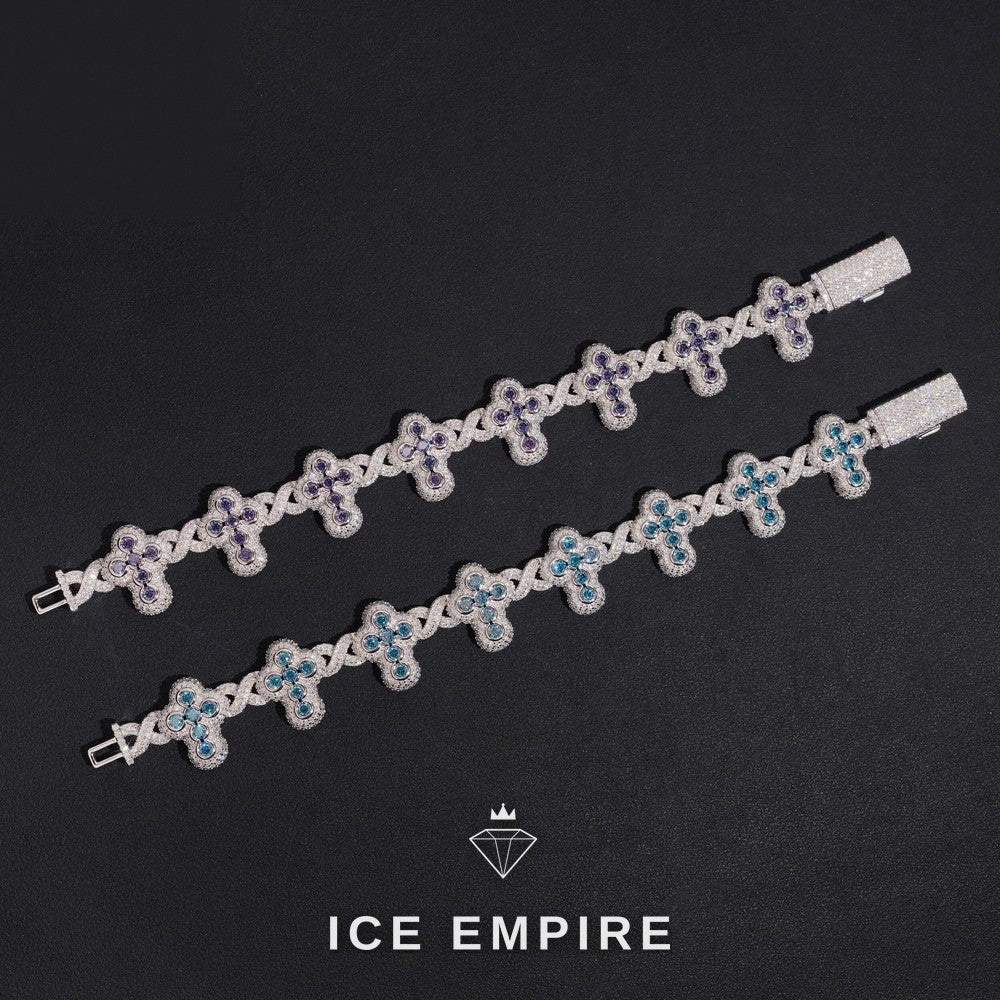 Iced Out Cross 925 Silver Moissanite Bracelet