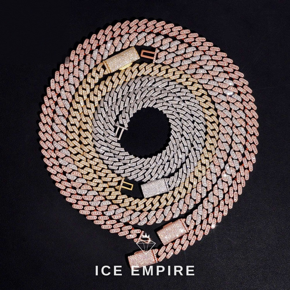 Iced Out Rose Gold Moissanite Cuban Chain
