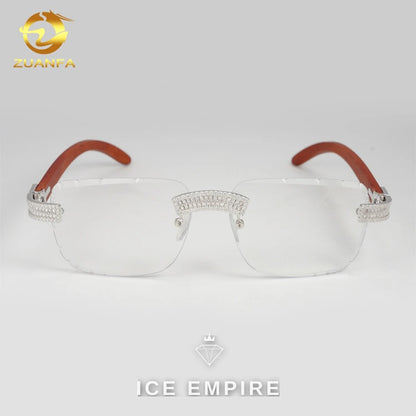 Iced Out Baguette 925 Silver Moissanite Glasses