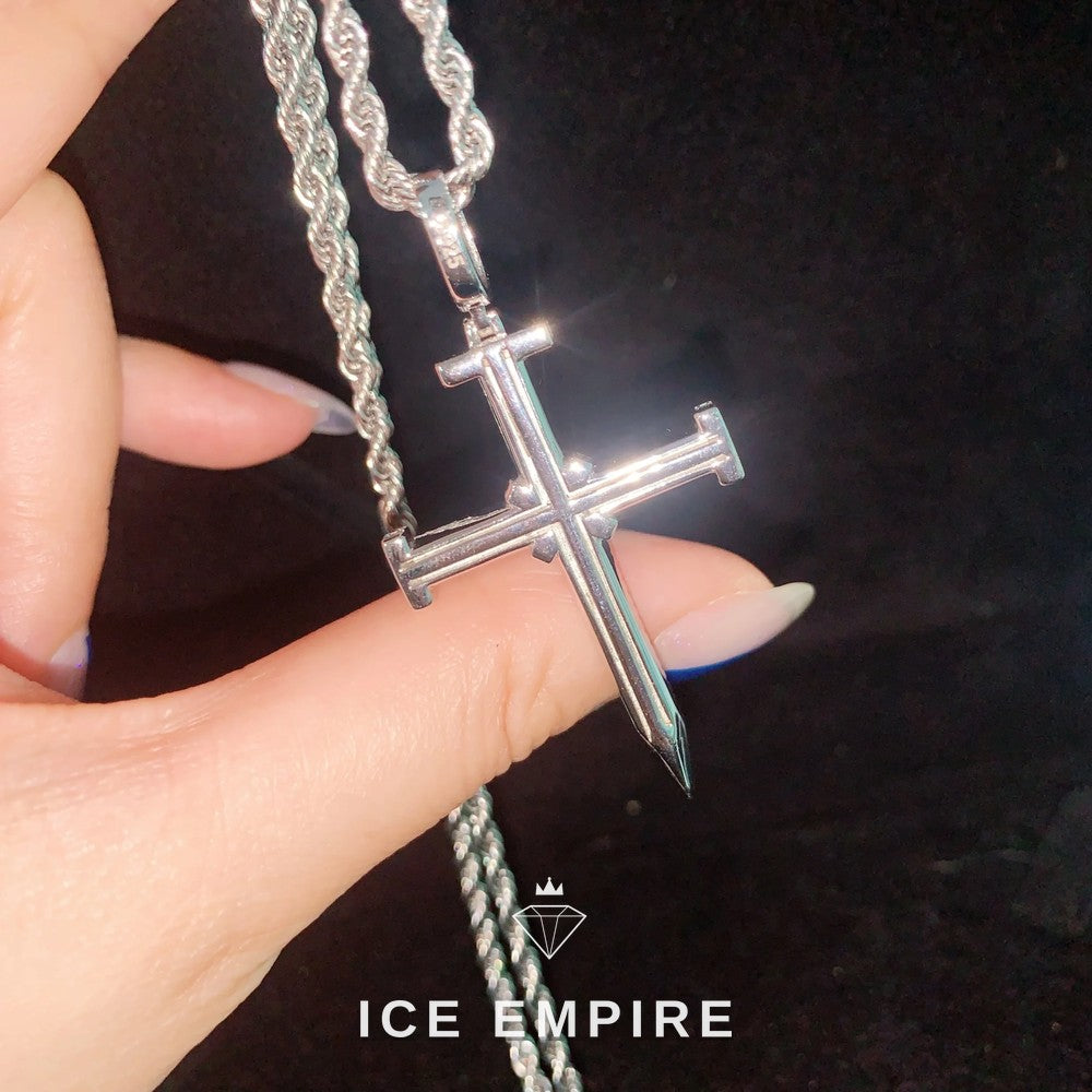Iced Out Cross 925 Silver Moissanite Pendant