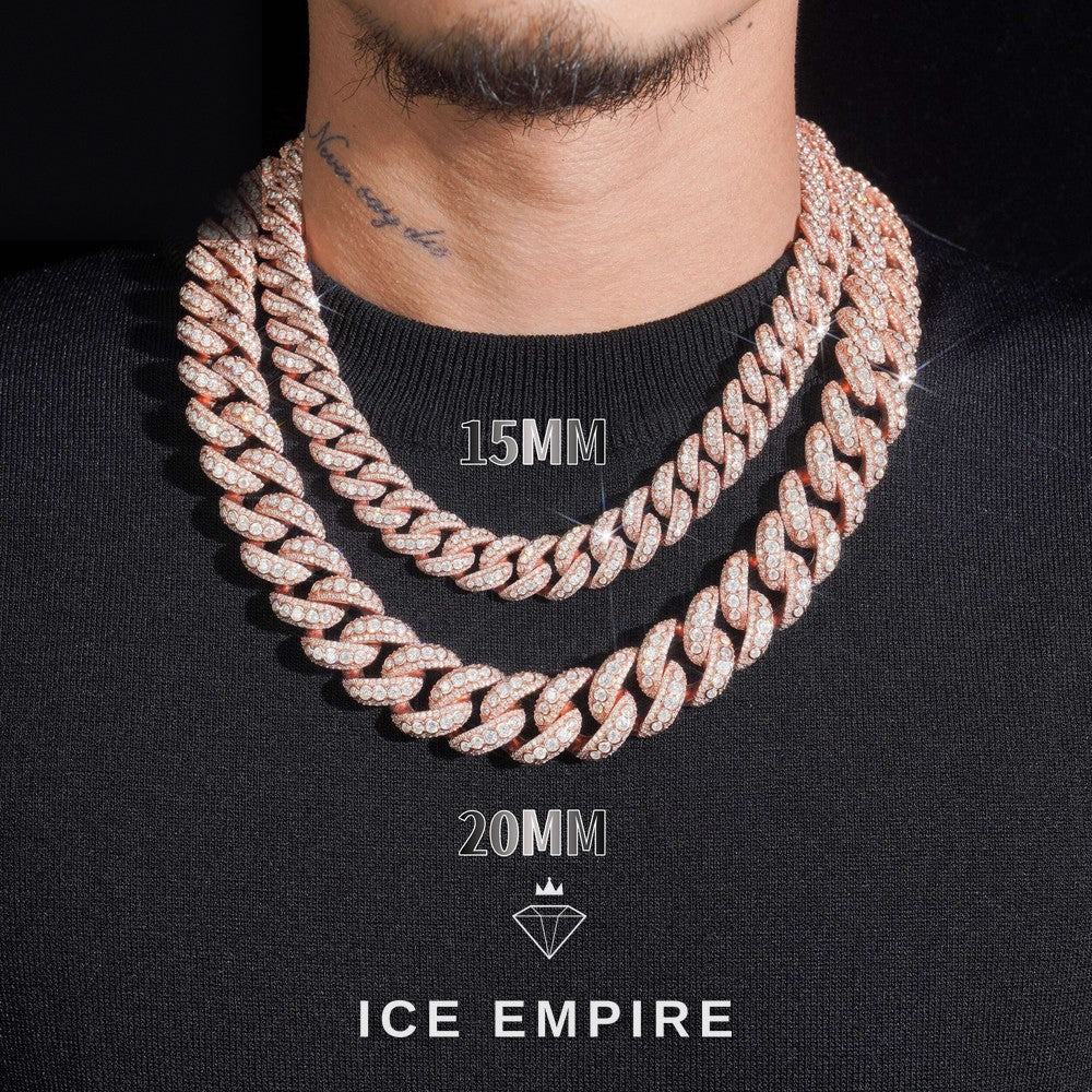 Iced Out Rose Gold Plated Moissanite Cuban Chain