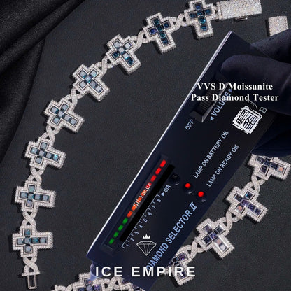 Iced Out Cross 925 Silver Moissanite Cuban Chain