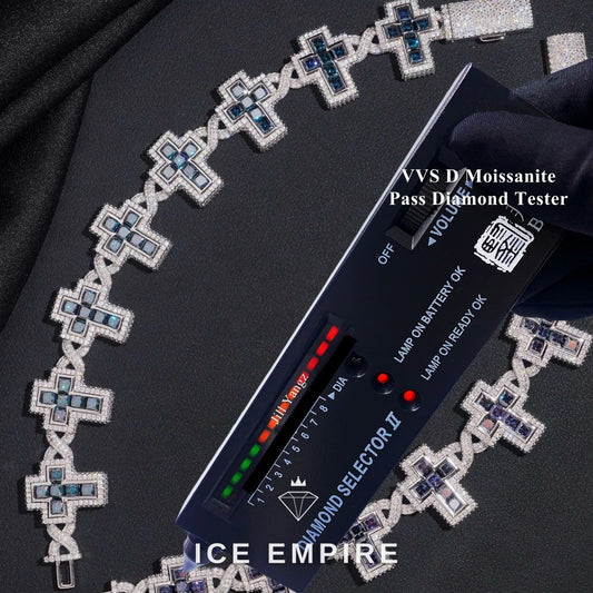Iced Out Cross 925 Silver Moissanite Cuban Chain