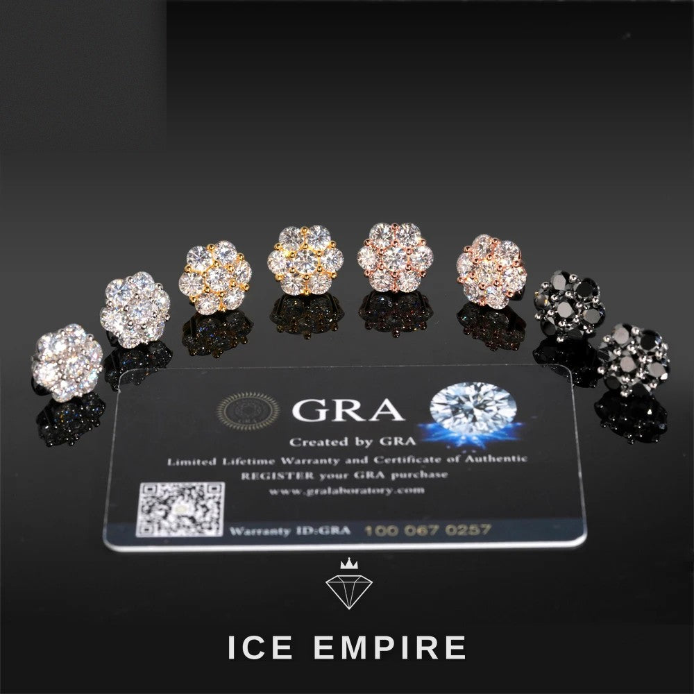 Iced Out Cluster 925 Silver Moissanite Earrings