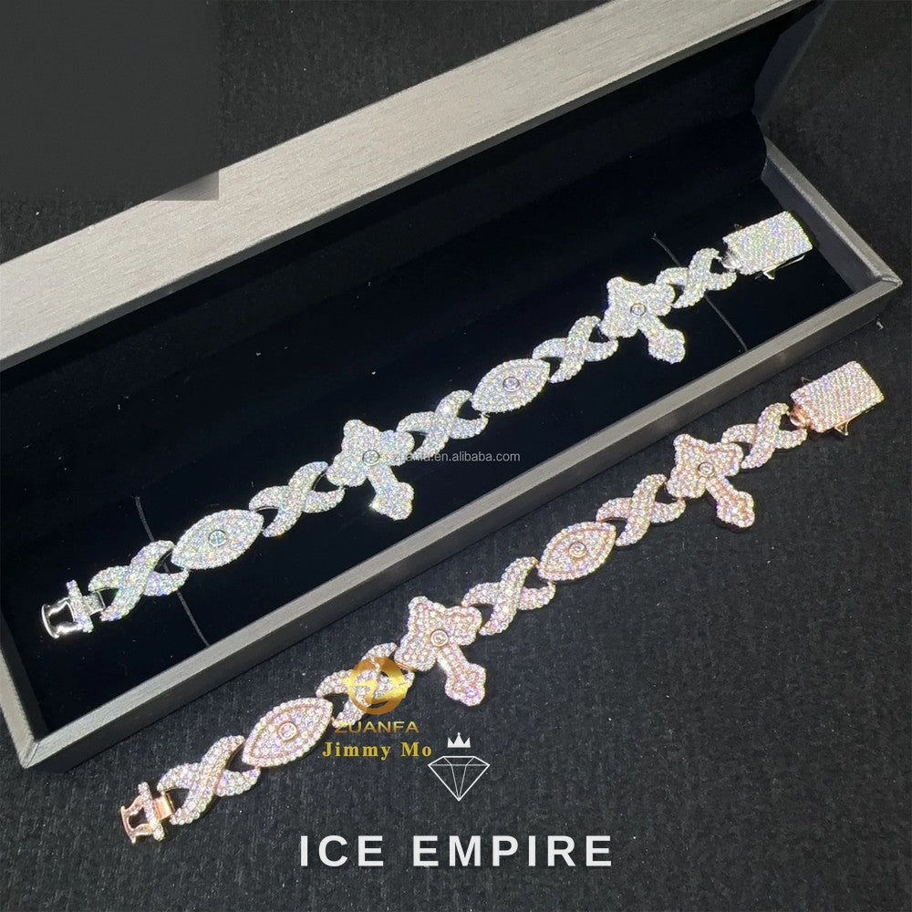 Iced Out Cross 925 Silver Moissanite Cuban Chain