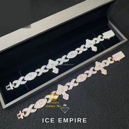 Iced Out Cross 925 Silver Moissanite Cuban Chain