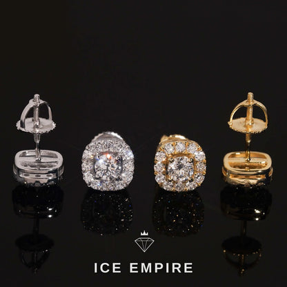 Iced Out Cluster Gold Plated Lab Grown Diamond Stud Earrings