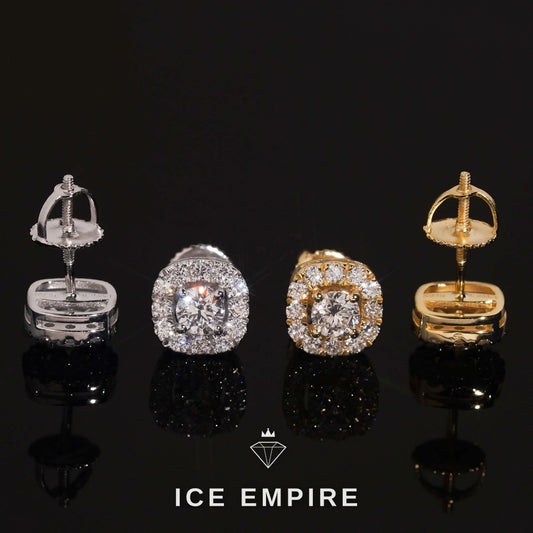 Iced Out Cluster Gold Plated Lab Grown Diamond Stud Earrings