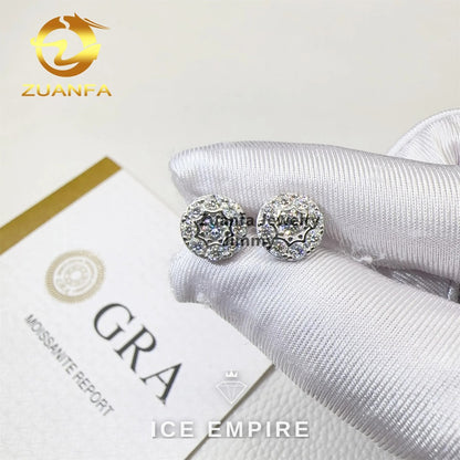 Iced Out 925 Silver Moissanite Stud Earrings