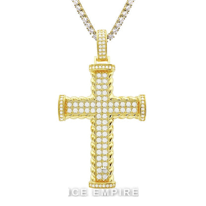 Iced Out Cross 925 Silver Pendant