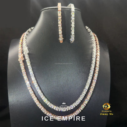 Iced Out Cluster 925 Silver Moissanite Cuban Chain