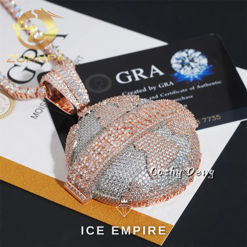 Iced Out Baguette Rose Gold Plated Moissanite Cuban Chain