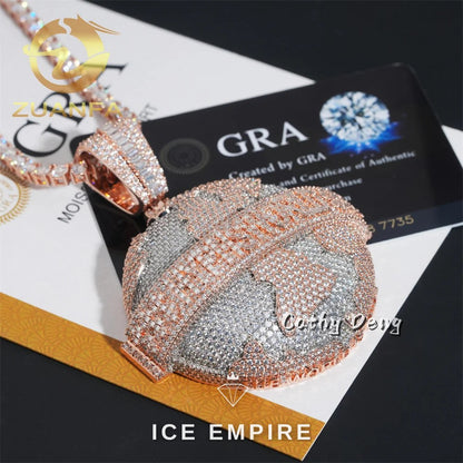 Iced Out Baguette Rose Gold Plated Moissanite Cuban Chain