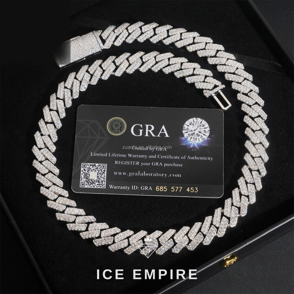Iced Out 925 Silver Moissanite Cuban Chain