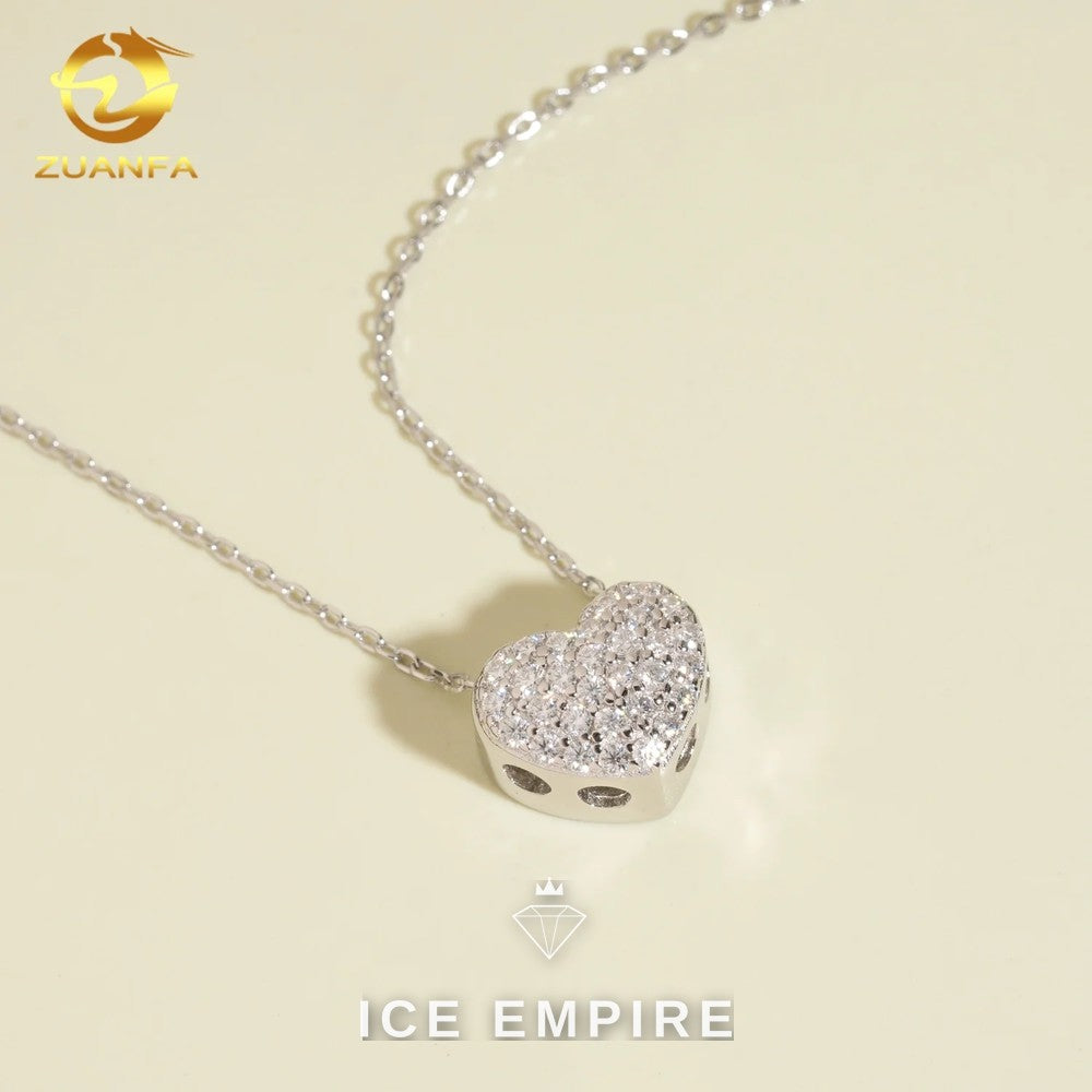 Iced Out Heart Rose Gold Plated Moissanite Cuban Chain