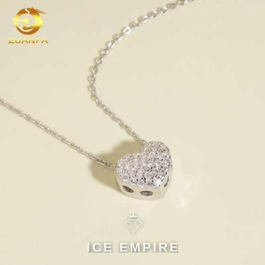 Iced Out Heart Rose Gold Plated Moissanite Cuban Chain