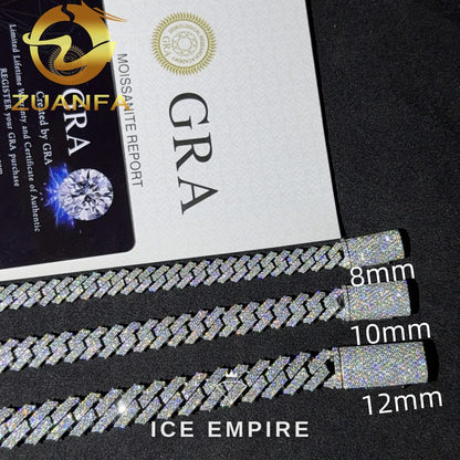 Iced Out 925 Silver Moissanite Cuban Chain