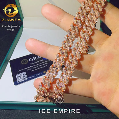 Iced Out Rose Gold Plated Moissanite Cuban Chain