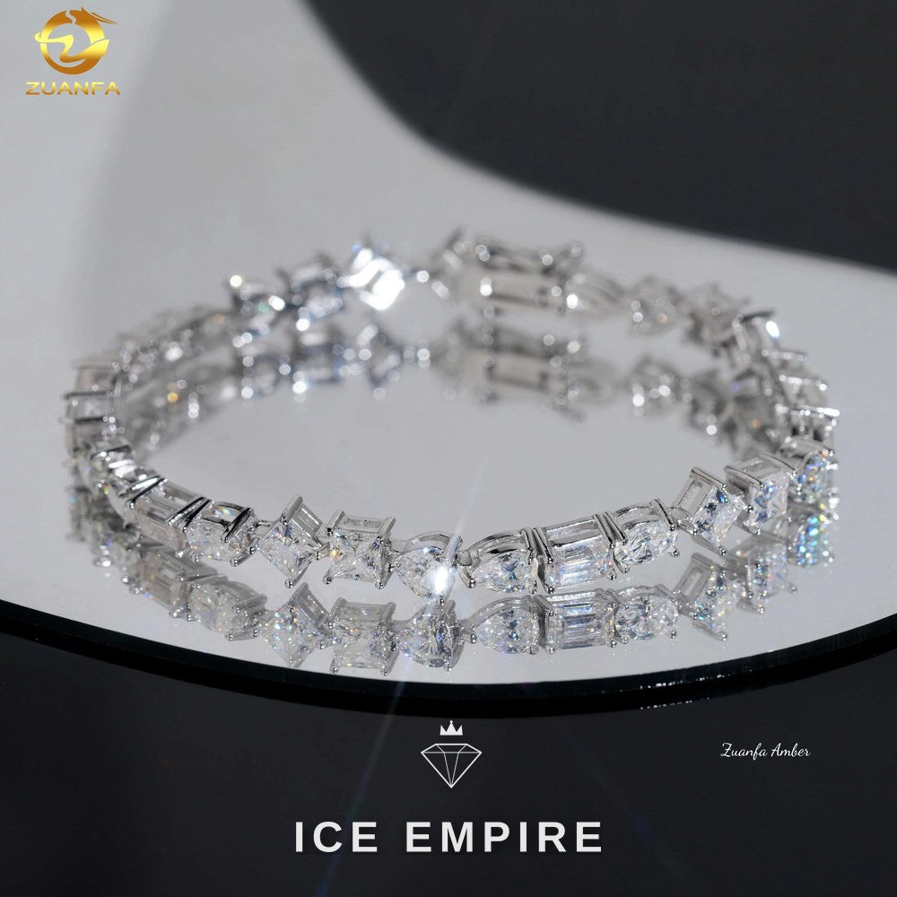 Iced Out 925 Silver Moissanite Tennis Chain