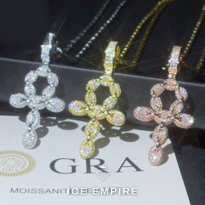 Iced Out Cross Rose Gold Plated Pendant