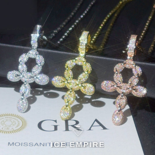 Iced Out Cross Rose Gold Plated Pendant