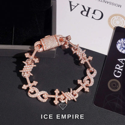 Iced Out Cross Rose Gold Plated Moissanite Cuban Chain