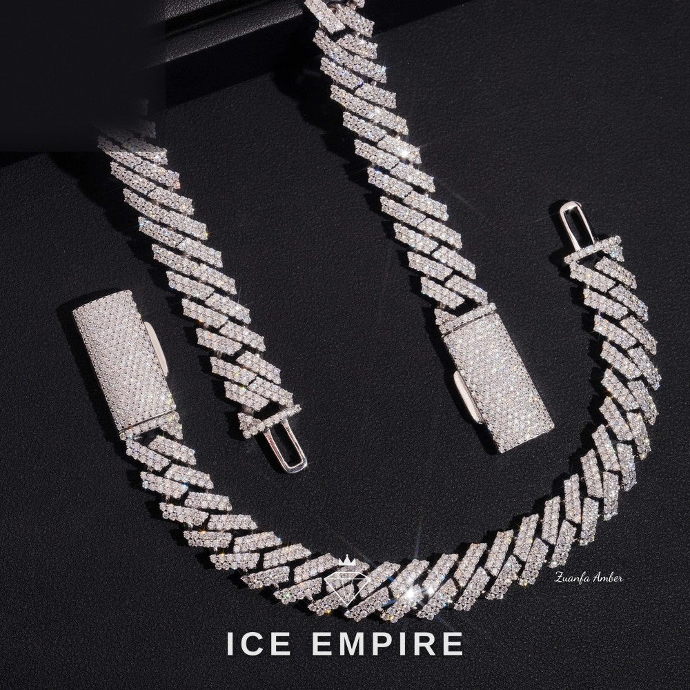 Iced Out 14K Gold Moissanite Cuban Chain