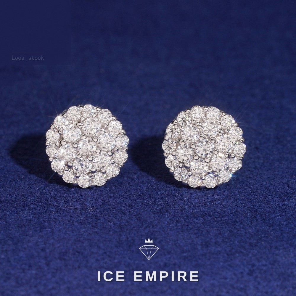 Iced Out Cluster 925 Silver Moissanite Earrings